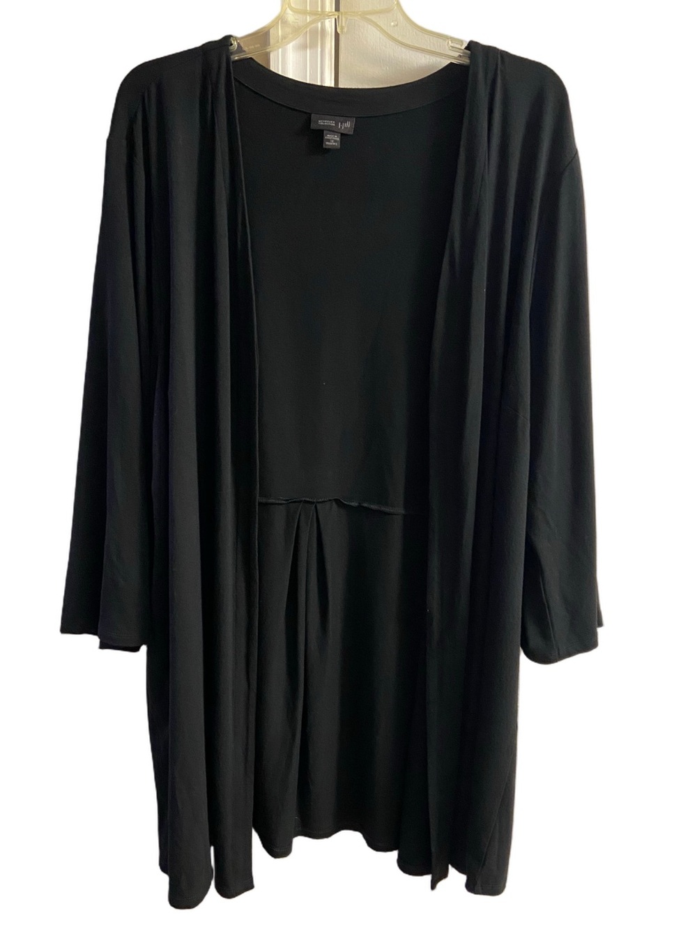 J. Jill Wearever Collection Black Open Front Cardigan Gathered Back Stretch 3X